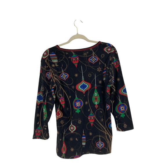 VTG Y2K Cactus Bay Ornament Bling Christmas Print Baby Tee Women’s Large Artsy - Picture 2 of 9